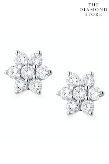 The Diamond Store 0.50ct Lab Diamond Flower Cluster Earrings in 9K White Gold (R93539) | £379