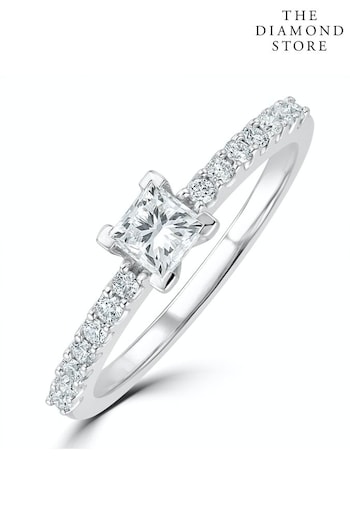 The Diamond Store Princess Cut Lab Diamond Engagement Ring 0.50ct H/Si in 9K White Gold (R93542) | £499