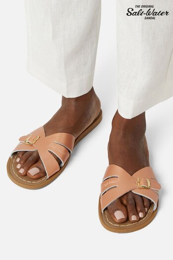 Salt-Water Sandals Impact Rose Gold Leather Slides Sandal (R94046) | £65