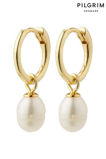 PILGRIM Gold Berthe Recycled Pearl Hoops Earrings (R94179) | £28
