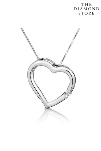 The Diamond Store Diamond Heart Pendant Necklace 0.03ct 9K White Gold (R94322) | £179