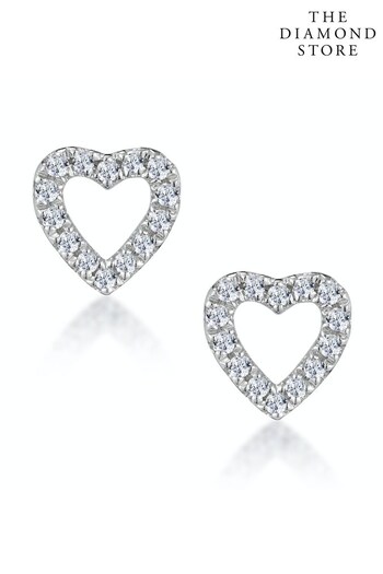 The Diamond Store Stellato Diamond Heart Earrings in 9K White Gold (R94323) | £299