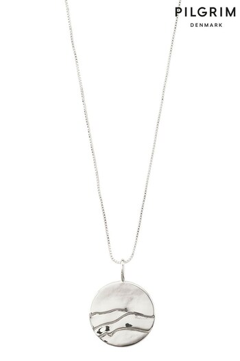 PILGRIM Silver Heat  Recycled Coin Pendant Necklace (R94372) | £28