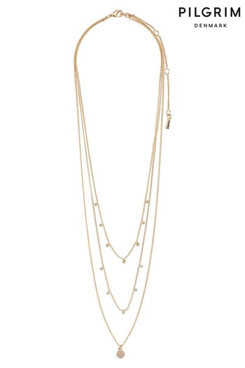 PILGRIM Gold Chayenne Recycled Layered crystal Necklace (R94404) | £36.50
