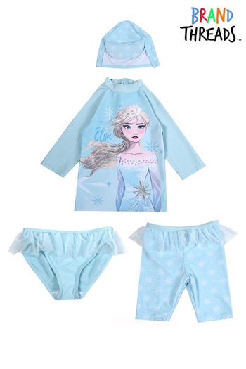 Brand Threads Blue Girls Frozen 4 Piece Set (R94453) | £20