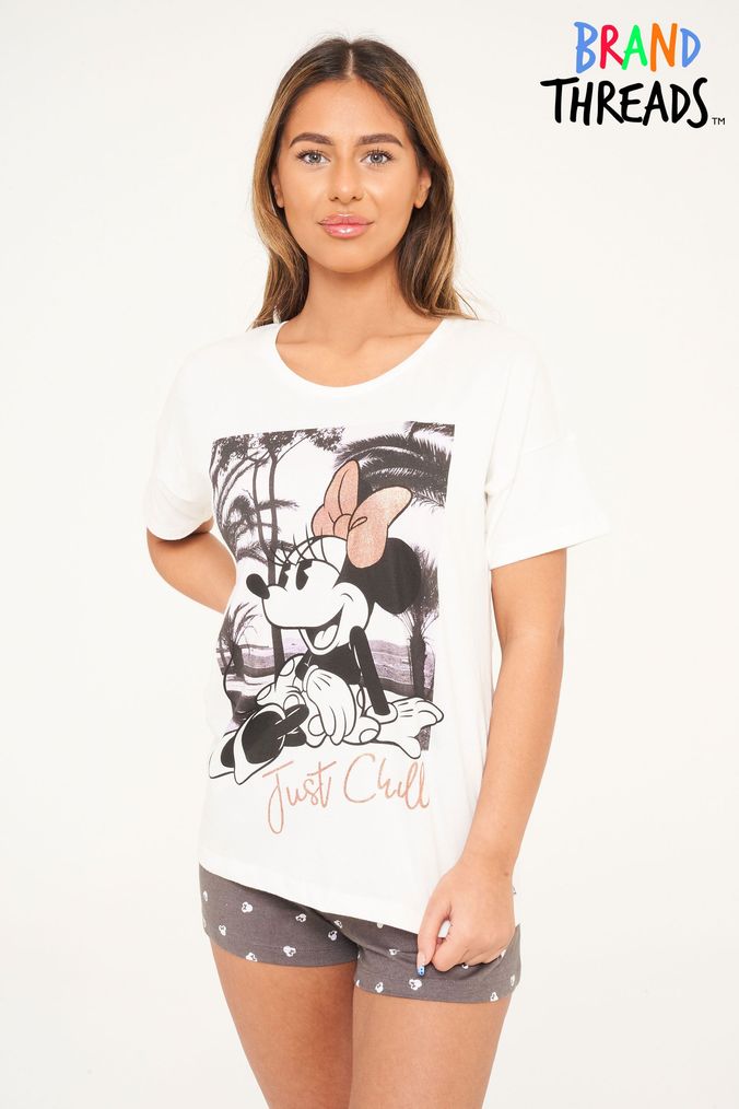 Buy Women s Short Sleeve Graphic Minnie Mouse White Nightwear