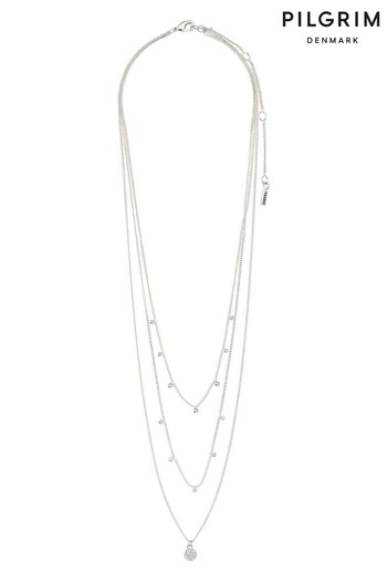 PILGRIM Silver Chayenne Recycled Layered crystal Necklace (R94676) | £36.50