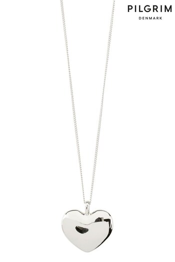 PILGRIM Silver Sophia Recycled Large Heart Necklace (R95868) | £30
