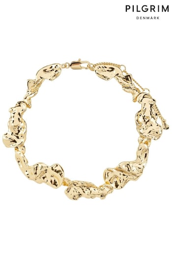 PILGRIM Gold Pulse Recycled Statement Necklace (R95873) | £50