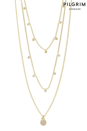 PILGRIM Gold Chayenne Recycled Layered crystal Necklace (R95875) | £36.50