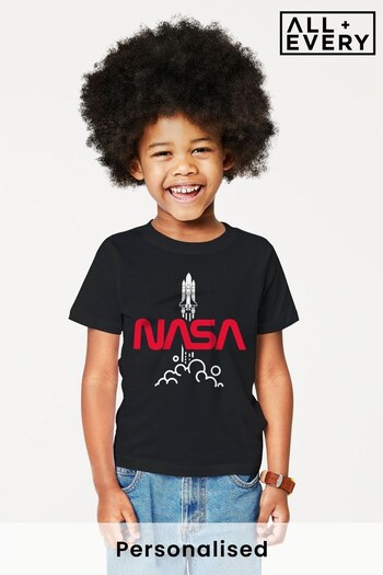 All + Every Black NASA Shuttle Launch Logo Kids T-Shirt (R95926) | £18
