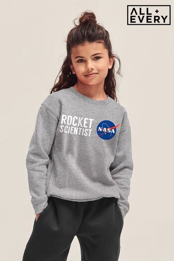 All + Every Heather Grey NASA Rocket Scientist Kids Sweatshirt (R95930) | £23