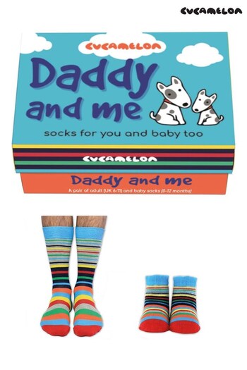Cucamelon Striped Daddy and Me Pack of 2 Socks (R96693) | £14
