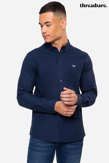 Threadbare Navy Beacon Cotton Oxford Long Sleeve Shirt (R97701) | £24