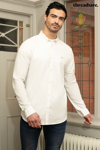 Threadbare White Beacon Cotton Oxford Long Sleeve Shirt (R97703) | £24