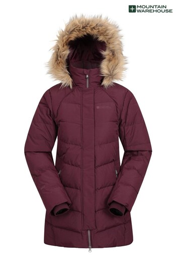 Mountain Warehouse Purple Isla II Womens Long Down Jacket (R97946) | £160