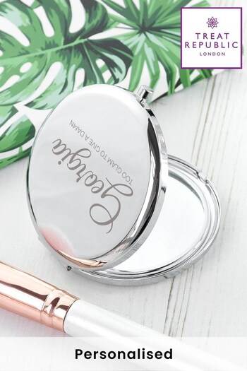 Personalised Round Compact Mirror by Treat Republic (R98300) | £16