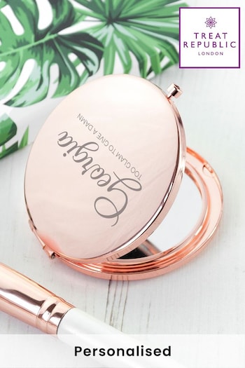 Personalised Round Compact Mirror by Treat Republic (R98301) | £16