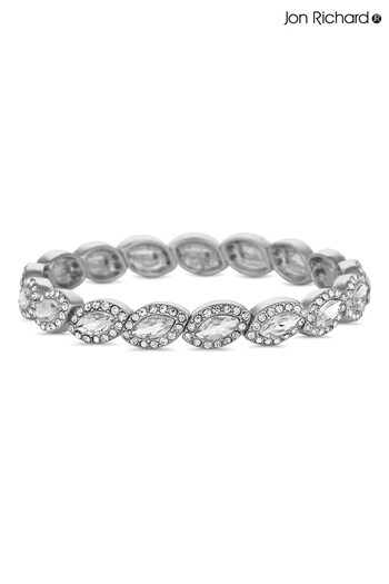 Jon Richard Silver Plated Crystal Navette Stretch Bracelet (R99012) | £22
