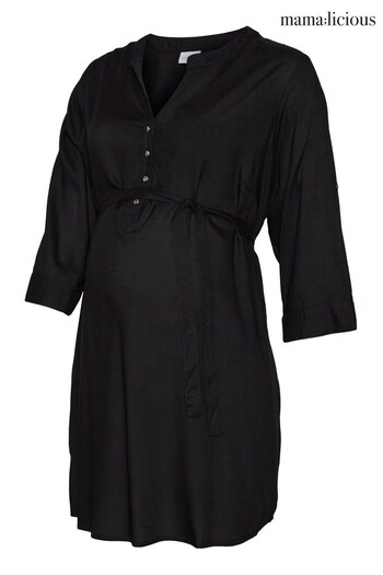 Mamalicious Black Maternity Tie Waist Woven Shirt (RM3484) | £32