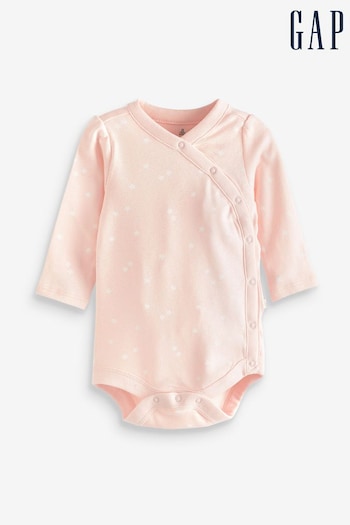 Gap Pink Wrap Long Sleeve Baby Bodysuit (RZ0981) | £10