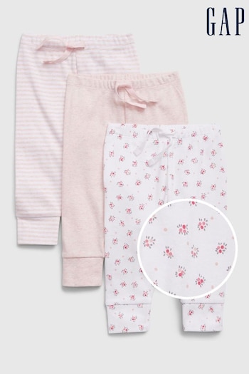 Gap Pink And White Print Organic Cotton Joggers 3-Pack - official (RZ2115) | £20