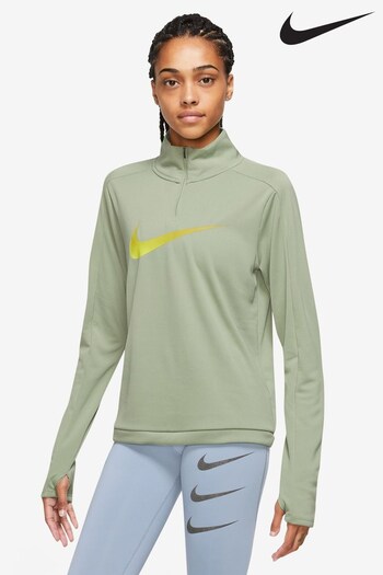 Nike Green Dri-FIT Swoosh Half Zip Long Sleeve Top (T00284) | £40