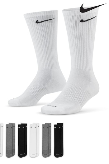 Nike Black Everyday Plus Cushioned Training Crew Socks 6 Pairs (T00317) | £20