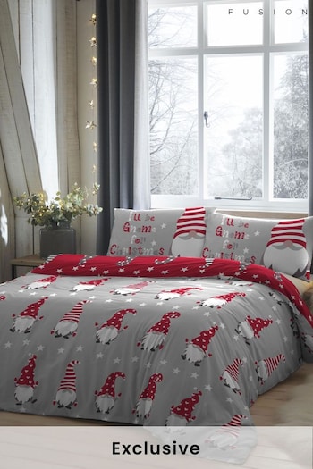 Fusion Silver Gnome For Christmas Duvet Cover and Pillowcase Set (T00489) | £20 - £35