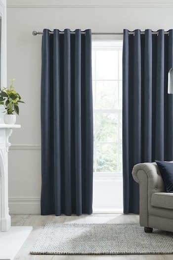 Laurence Llewelyn-Bowen Navy Montrose Eyelet Curtains (T00828) | £42 - £110