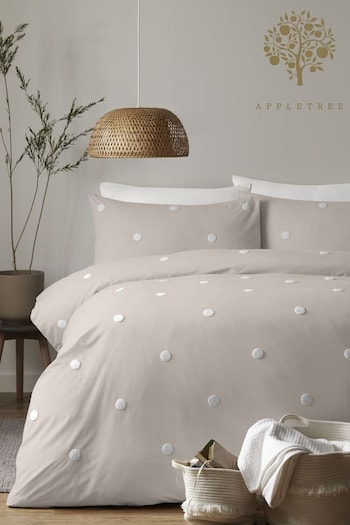 Appletree Natural Dot Garden Tufted Duvet Cover and Pillowcase Set (T00840) | £35 - £60
