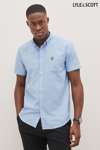 Lyle & Scott Blue Short Sleeve Oxford Shirt (T01192) | £55 - £60