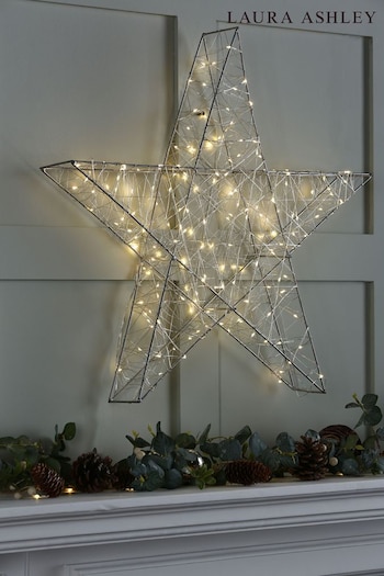 Laura Ashley Silver Indoor/Outdoor Sparkle Star LED Light Small (T01462) | £45