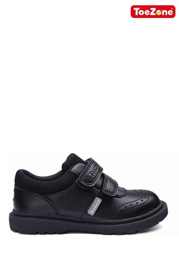 ToeZone Black Twin Strap Brogue School Shoes (T02322) | £29