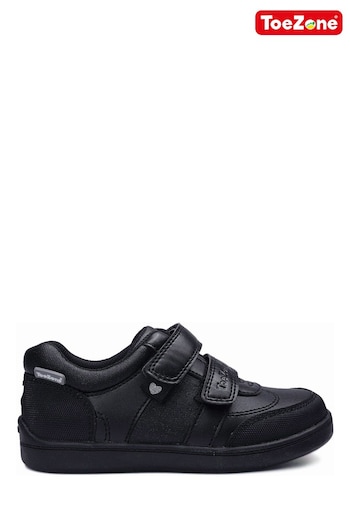 ToeZone Black Twin Strap Love Heart School Shoes (T02329) | £30