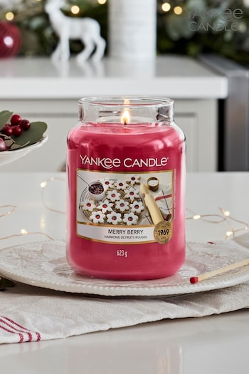Yankee Candle Pink Christmas Classic Large Jar Merry Berry Scented Candle (T02822) | £28