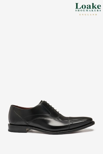Loake Black Sharp Polished Leather Toe Cap Oxford Retro Shoes (T02879) | £195