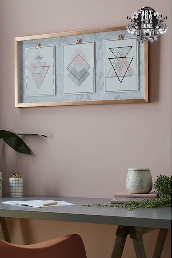 Art For The Home Pink Marble Geo Trio Framed Print (T03193) | £68