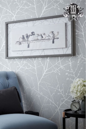Art For The Home Grey Innocence Birds Framed Floating Canvas (T03194) | £73
