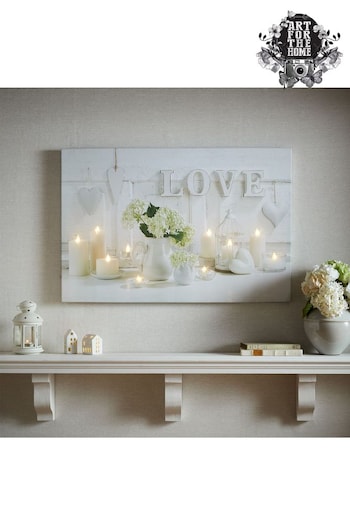 Art For The Home White Hearts & Love LED Canvas (T03195) | £55