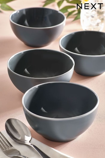 Charcoal Grey Warwick Set of 4 Bowls (T03693) | £16