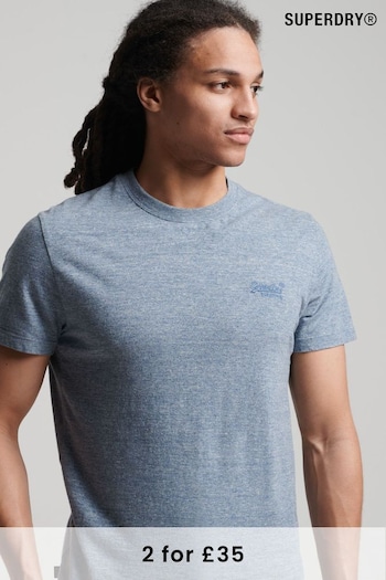 Superdry Creek Blue Marl Organic Cotton Vintage Embroidered T-Shirt (T03791) | £20