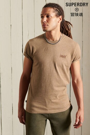 Superdry Buck Tan Marl Organic Cotton Vintage Embroidered T-Shirt (T03890) | £10