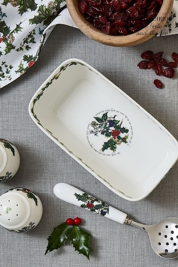 Portmeirion White Holly & Ivy Cranberry Dish And Slotted Spoon (T04055) | £29