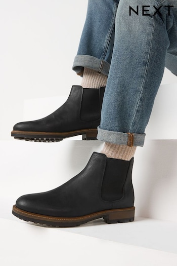 Black Leather Chelsea Boots 29.5cm (T04216) | £58