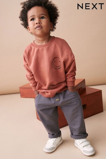 Rust Brown/Grey Logo Oversized Character Sweatshirt and Jogger Set (3mths-7yrs) (T04765) | £16 - £20