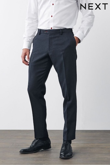 Navy Blue Slim Slim fit Puppytooth Fabric Suit: Trousers Silver (T06120) | £45