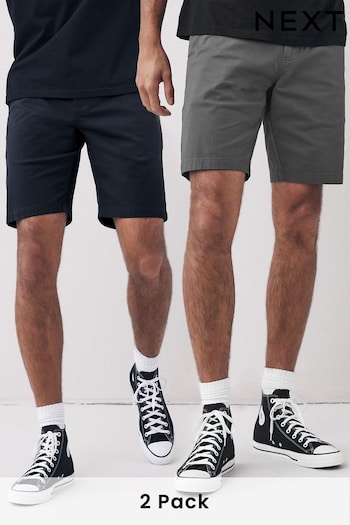Navy/Charcoal Slim Stretch Chinos Shorts 2 Pack (T06765) | £36
