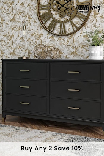 CosmoLiving Black Westerleigh Six Drawers Chest (T07748) | £470