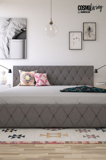 CosmoLiving Grey Elizabeth Linen Upholstered Storage Bed (T07777) | £590